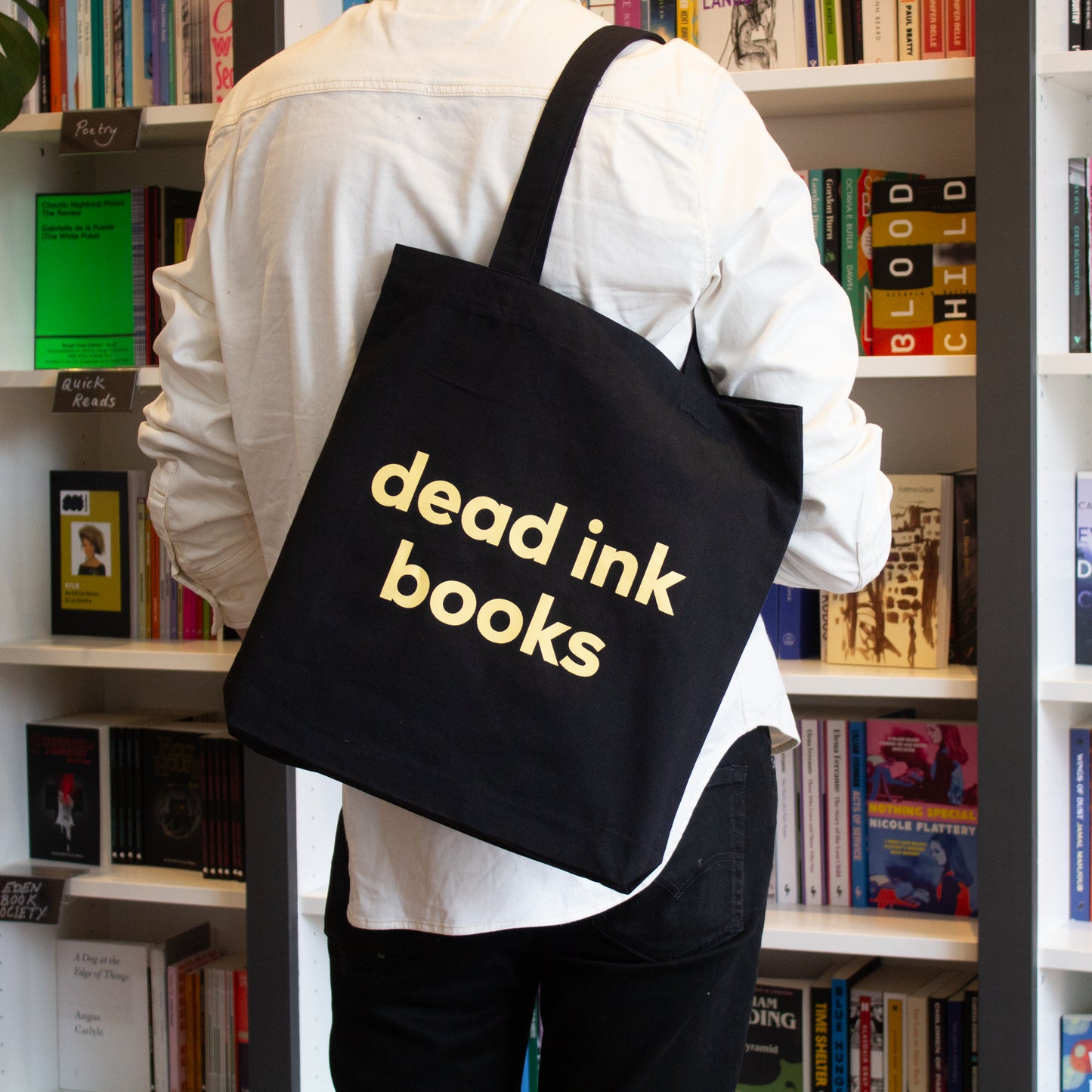 Dead Ink Books woven tote bag
